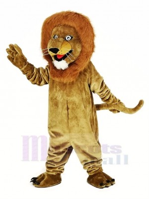Marron Souriant Lion Mascotte Costume Animal