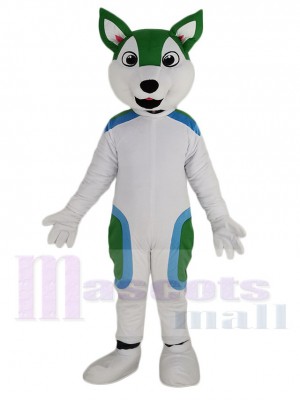 Mignon blanc et Vert husky chien Mascotte Costume Animal