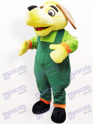 Costume de mascotte adulte en peluche chien vert et jaune