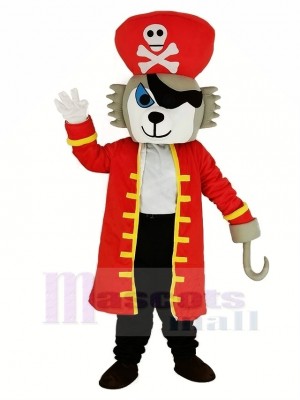 Pirate Loup avec rouge Manteau Mascotte Costume Animal