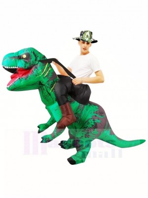 Tyrannosaure vert T-Rex Gonflable Porte moi Ride On Costume