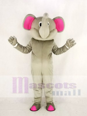 Réaliste gris l'éléphant avec Rose Oreilles Mascotte Costume Dessin animé