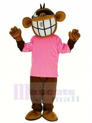Cool Marrant Singe avec Rose T-shirt Mascotte Costume Animal