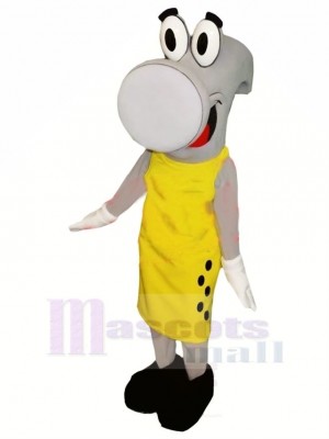 Gris Marteau dans Jaune Mascotte Costume Dessin animé