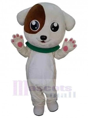 Chien chiot brun et blanc heureux Costume de mascotte Animal
