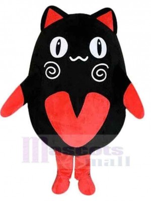 Chat noir mignon Costume de mascotte Animal aux oreilles rouges
