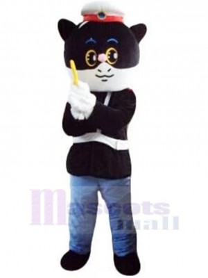 Shérif de chat noir cool Costume de mascotte dessin animé
