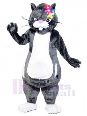 Chat noir féroce Costume de mascotte Animal avec des dents de mâle