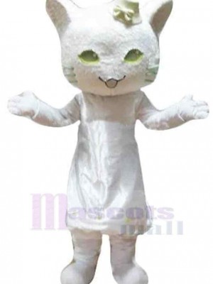 Chat blanc élégant Costume de mascotte Animal