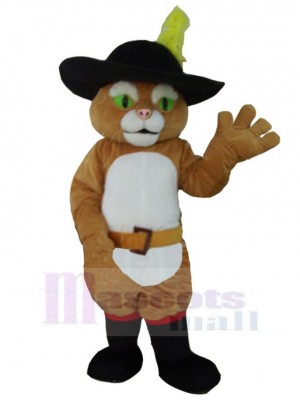 Chat brun yeux verts Costume de mascotte Animal avec des bottes