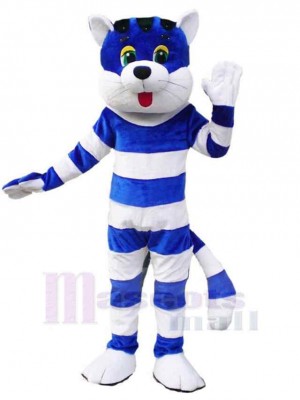 Chat rayé bleu et blanc Costume de mascotte Animal