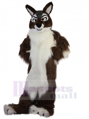 Longue Fourrure Loup brun et blanc Costume de mascotte Animal