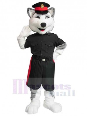 Loup policier souriant Costume de mascotte Animal