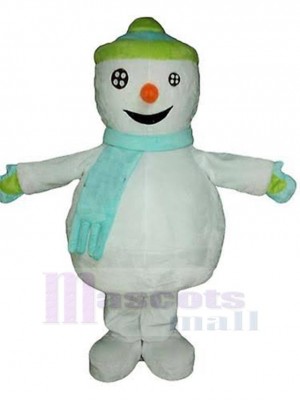 Bonhomme de neige Mascotte Costume avec écharpe bleue