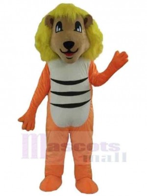 Lion orange à crinière jaune Mascotte Costume Animal