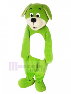 Costume de mascotte de chien boxer vert heureux avec de longues oreilles animal