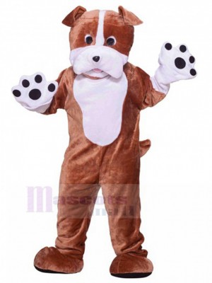 Costume de mascotte de bouledogue britannique en peluche marron et blanc Animal