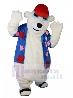Frais Ours polaire Costume de mascotte avec des vêtements de plage Animal