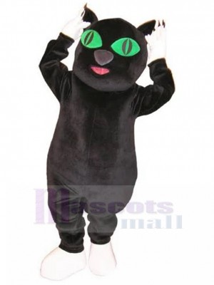 Agacé Chat noir Costume de mascotte aux yeux verts Animal