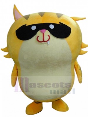 Frais Chat tigré jaune Costume de mascotte avec des lunettes de soleil Animal