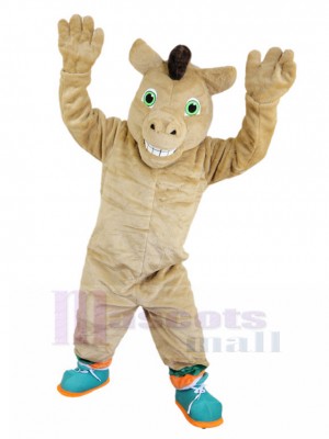 Souriant Cheval Kaki Costume de mascotte Animal