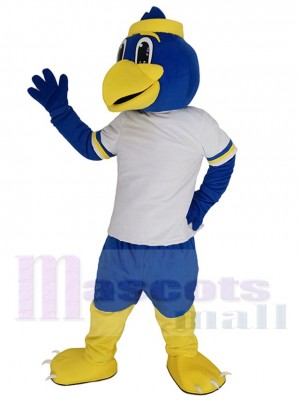 Maillot Sport Blanc Oiseau Bleu Mascotte Costume Animal