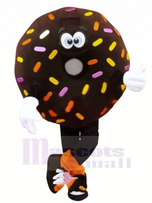 Drôle marron Donut Mascotte Costume Dessin animé