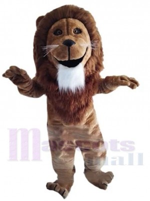 Lion heureux Mascotte Costume Animal avec crinière brune