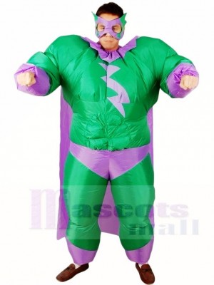 Graisse Superman vert Super héros Gonflable Halloween Noël Les costumes pour Adultes