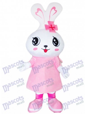 Grande tête rose lapin lapin de Pâques mascotte Costume Animal