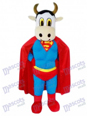 Bovins Super Cow avec Superman Cap Mascotte Costume Animal