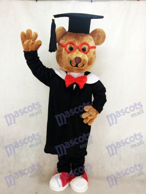 Costume de mascotte Bernard Bear avec verres à monture rouge Animal