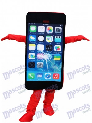 rouge Cellule Téléphone Pomme iPhone avec Un écran fissuré Mascotte Costume Pour la promotion