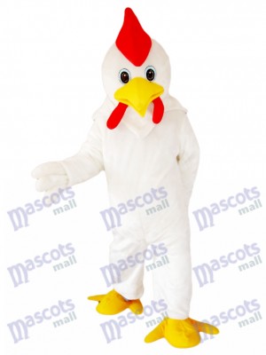 Costume de mascotte de poulet blanc coq Animal de bande dessinée