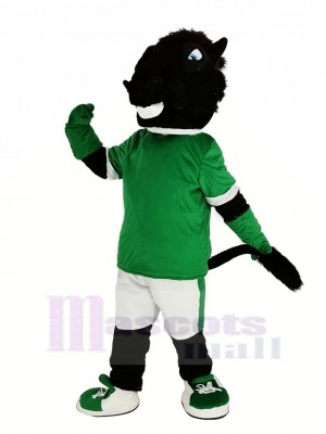 Noir Cheval dans vert Jersey Mascotte Costume Animal