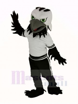 Noir Aigle Faucon avec vert Yeux Mascotte Costume