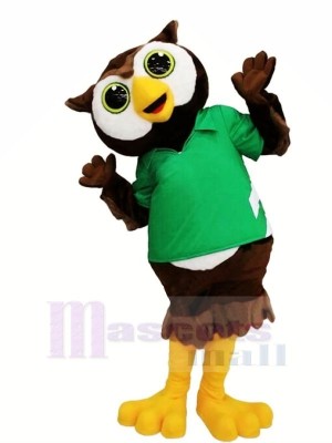 Charmant Hibou avec vert T-shirt Mascotte Les costumes