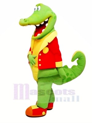 Heureux Alligator dans rouge Mascotte Les costumes Pas cher