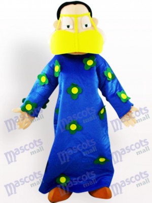 Grosse femme en costume bleu Costume mascotte adulte de vêtements