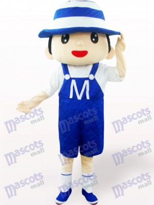 Costume de mascotte adulte bleu Bonnet Boy Cartoon
