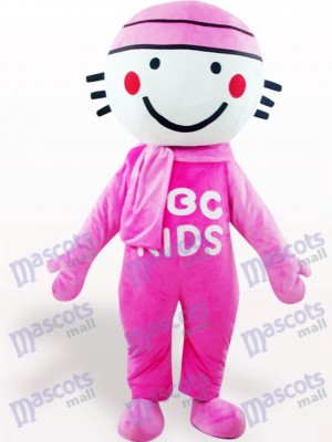 Costume de mascotte adulte de poupée ronde rose tête Cartoon