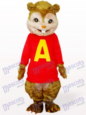 Écureuil roux avec de longs cheveux et des dents courtes Costume adulte de mascotte d'animal