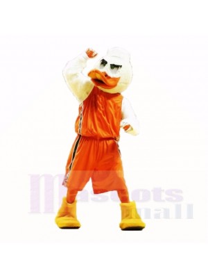 Mascotte sport avec une chemise orange mascotte adulte