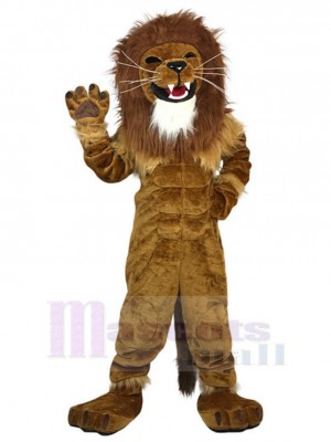 Heureux Le muscle Lion Mascotte Costume Animal