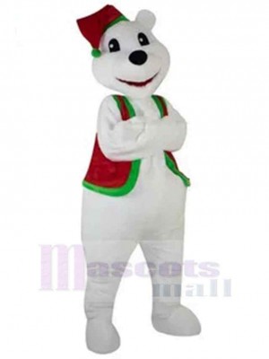 Ours blanc de Noël souriant Mascotte Costume Animal