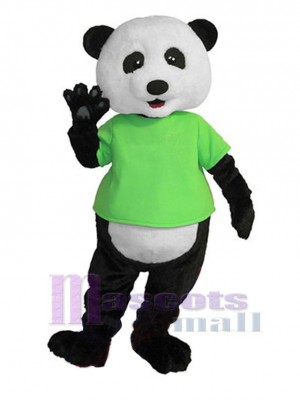 Panda en t-shirt vert Mascotte Costume Animal