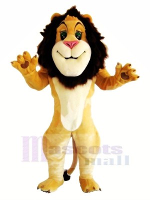 Heureux Souriant Lion Mascotte Les costumes Dessin animé