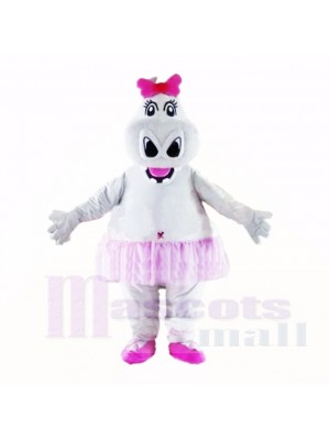 Fille Hippopotame avec Rose Arc Costumes De Mascotte Dessin animé