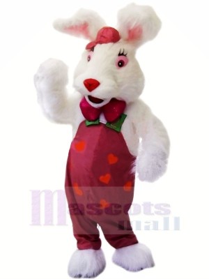 Blanc lapin avec rouge Nez Mascotte Les costumes Animal