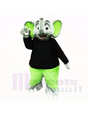 vert l'éléphant avec Noir Chemise Costumes De Mascotte Dessin animé